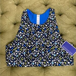 Addison Bay Cropped Top Size XL Double Lined Blue Floral NWT
